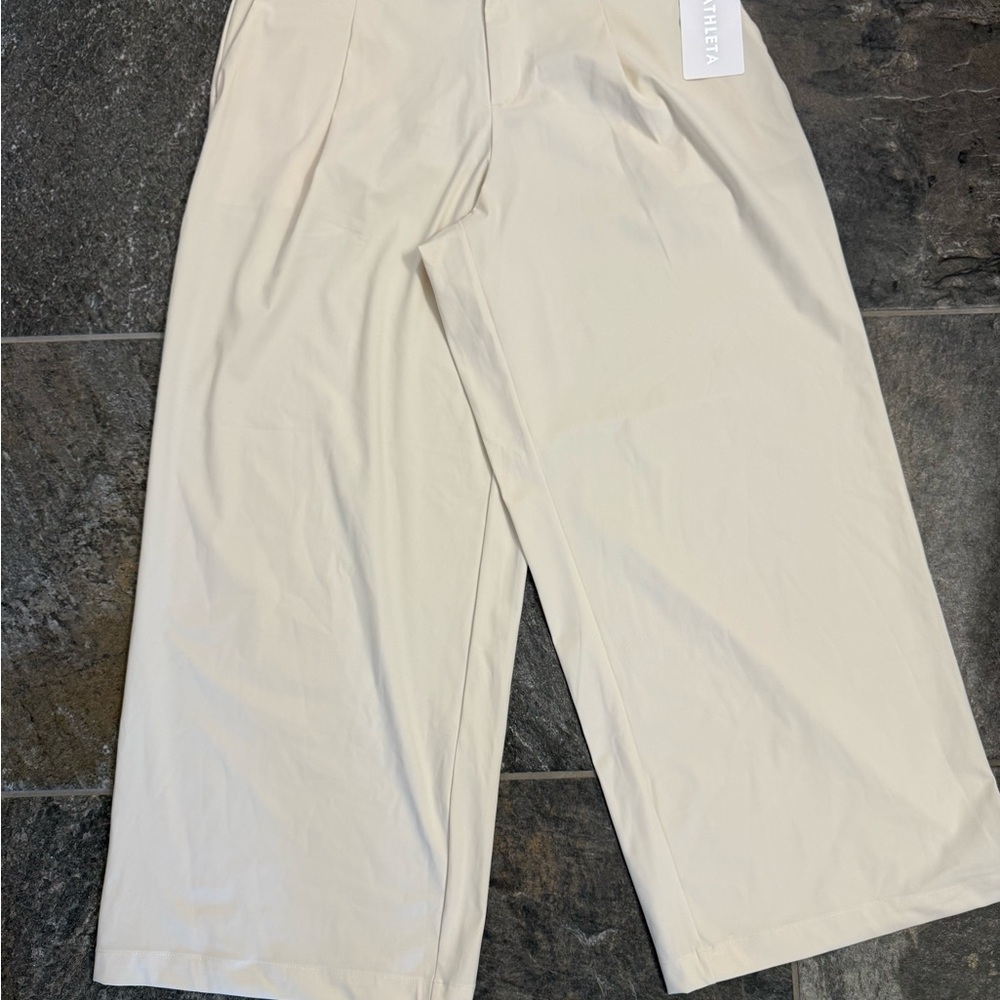 Athleta Wide-Leg Trousers in Cream